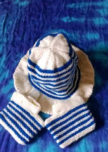 Handmade Knit Baby Hat & Booties Set