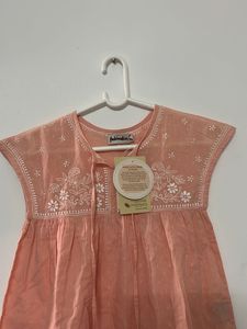 💖 Peach Cotton Tunic for Girls | Delicate Floral