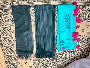 Turquoise Kurti Set with Dupatta