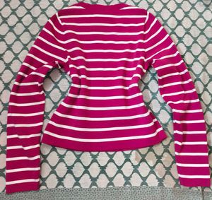 Pink &amp; White Striped Long Sleeve Top