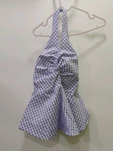 Gingham Halter Neck Top