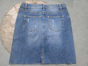 Denim Skirt with Patches