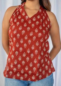 Block Print Halter Neck Top