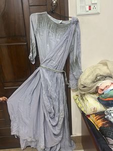 Elegant Grey Embellished Gown