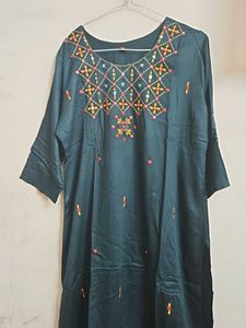 Embroidered Teal Kurta XL