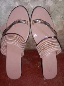 Wedge Sandals - Pink &amp; Shimmering Straps