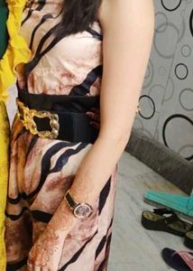 Stylish Printed Dress with Belt