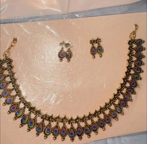 Peacock Design Necklace & Earring Set