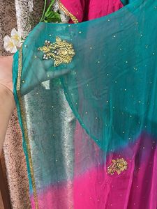 Embellished Magenta Kurta Set with Dupatta