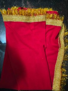 Red Velvet Saree with Golden Border