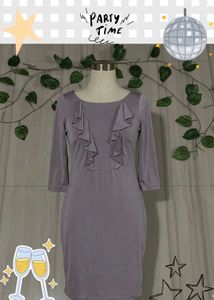 Chic Ruffled Grey Dress