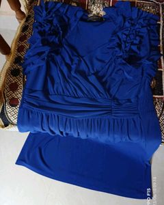 Royal Blue Ruffled Cocktail Dress
