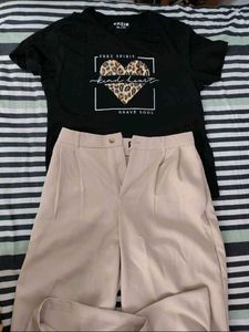 SHEIN Black Leopard Heart Graphic Tee