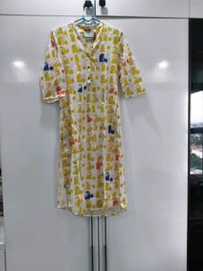W White Kurti with Yellow Print