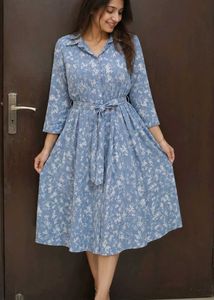 Blue Floral Midi Dress
