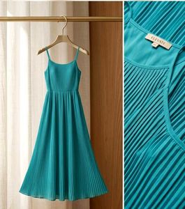 Green Teal Pleated Maxi Dress
