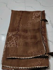 Elegant Brown Saree with Gold Border