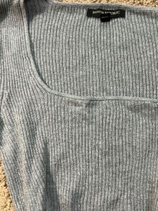 Ribbed Square Neck Long Sleeve Top