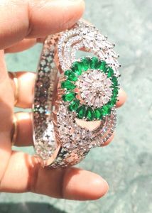 Emerald &amp; Diamond Bangle Bracelet