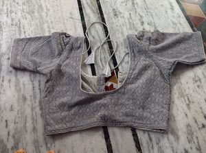 Embroidered Grey Blouse