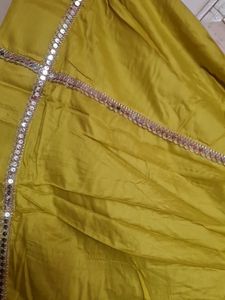 Vibrant musterd  Ethnic lehgha choliwith Silver Em