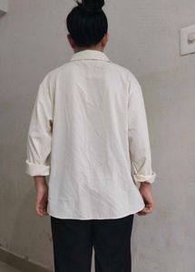 Cream Oversized Button-Up Shirt