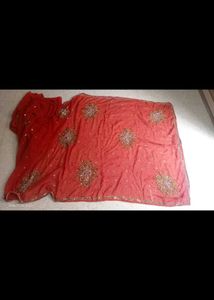 Beautiful Embellished Rust Saree