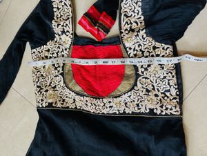 Elegant Black &amp; Red Embroidered Anarkali Kurta