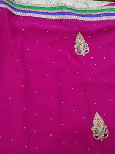 Vibrant Pink Embroidered Saree