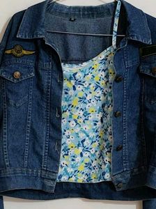 Denim Jacket with Floral Cami