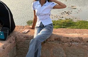 Chic Ruched Button-Up Shirt