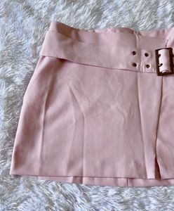 Outryt Baby Pink Belted Mini Skirt