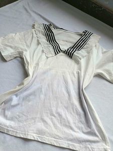White Sailor Collar Top