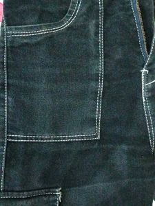Black Cargo Jeans with White Stitching