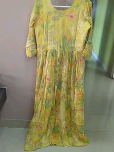Yellow Floral Print Maxi Gown