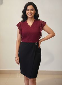 latin quarter formal dress maroon colour