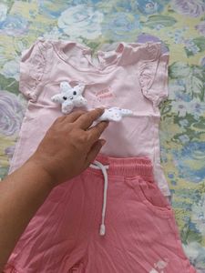 Cute Pink Starfish T-Shirt &amp; Shorts Set