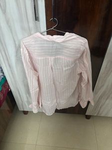 Pink Striped Collared Button-Up Shirt