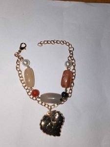 Charming Beaded Bracelet with Leaf Charm