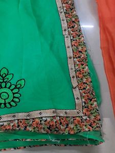 Beautiful Green Embroidered Saree