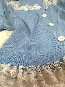 Baby Blue Lace Trim Cardigan