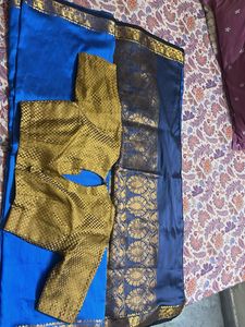 Royal Blue Saree with Brocade Blouse