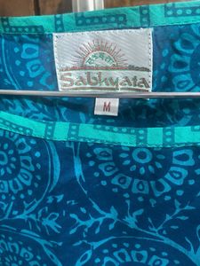Blue Printed Sleeveless Kurta