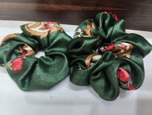 Satin Floral Scrunchies (Set of 2)
