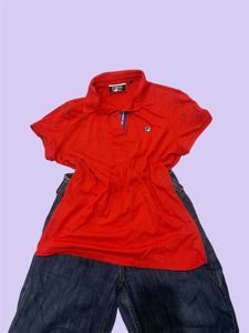 fila red fitted polo shirt