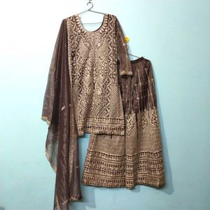 three piece fully embroidered suit set