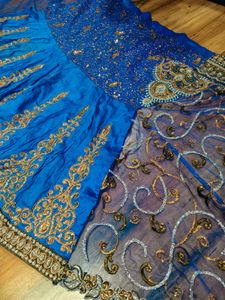Beautiful Blue Embroidered lehanga  Saree
