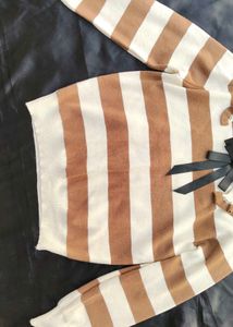 Striped Knit Sweater with Bow Detail
