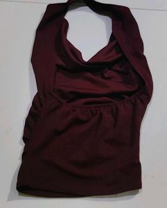 y2k Brown Halter Neck Top