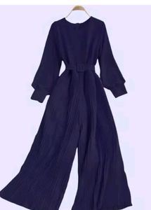 Navy Blue Pleated Jumpsuit
